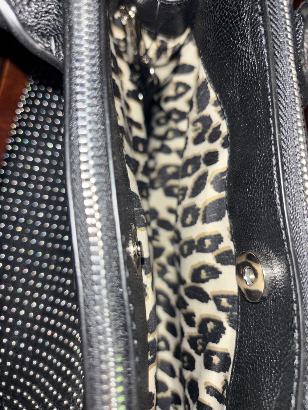 Nine West Black Studded Satchel Tote - Picture 4 of 6